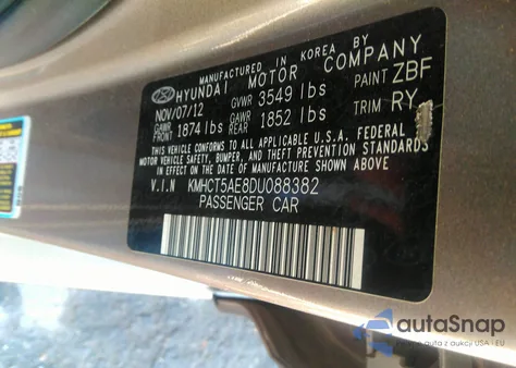 2013 Hyundai Accent Gs z USA, uszkodzony, nr VIN KMHCT5AE8DU088382